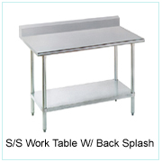 S/S Work Table W/Back Splash